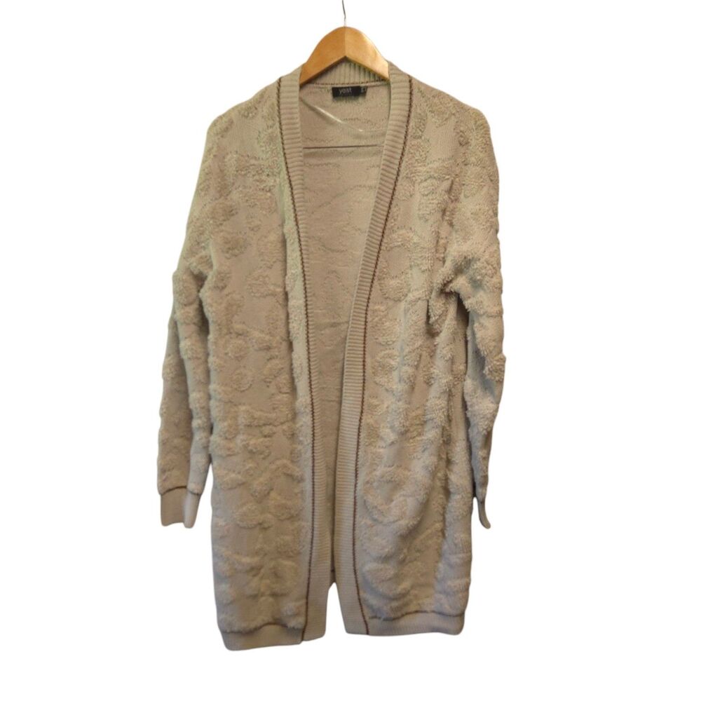 YEST Cardigan Sweater Cream Textured Oversized Size 12 The Netherlands